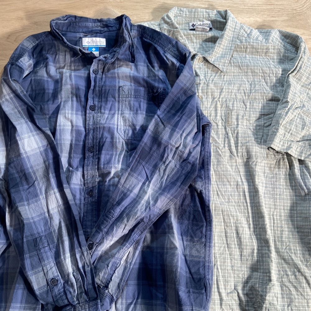 Columbia‎ Plaid Buttondown Shirts Set of 2 Men's XL  Long Sleeve/Short Sleeve